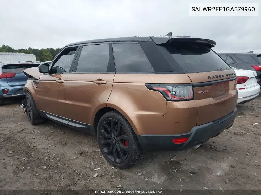 2016 Land Rover Range Rover Sport 5.0L V8 Supercharged/5.0L V8 Supercharged Dynamic VIN: SALWR2EF1GA579960 Lot: 40405928