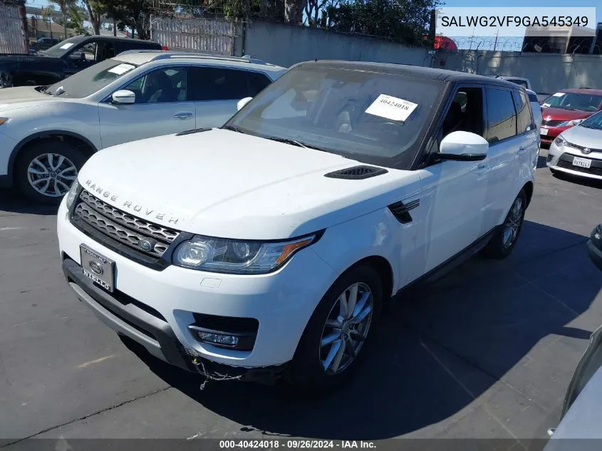 2016 Land Rover Range Rover Sport 3.0L V6 Supercharged Se VIN: SALWG2VF9GA545349 Lot: 40424018