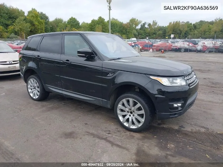 2016 Land Rover Range Rover Sport 3.0L V6 Turbocharged Diesel Hse Td6 VIN: SALWR2KF9GA636569 Lot: 40447832