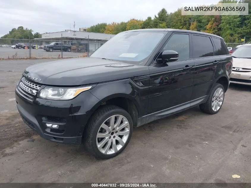 2016 Land Rover Range Rover Sport 3.0L V6 Turbocharged Diesel Hse Td6 VIN: SALWR2KF9GA636569 Lot: 40447832