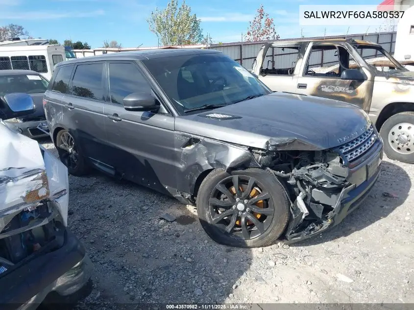 SALWR2VF6GA580537 2016 Land Rover Range Rover Sport 3.0L V6 Supercharged Hse