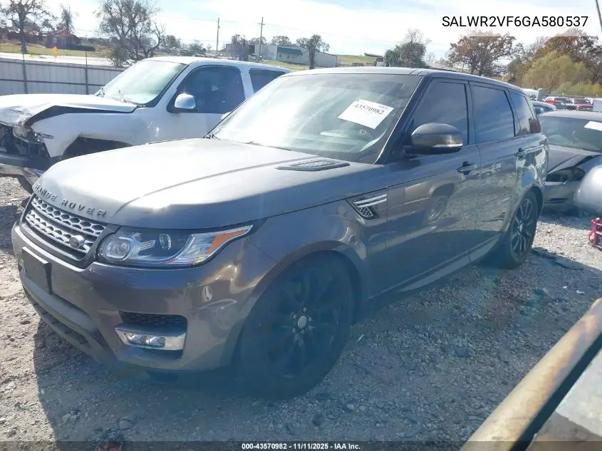SALWR2VF6GA580537 2016 Land Rover Range Rover Sport 3.0L V6 Supercharged Hse