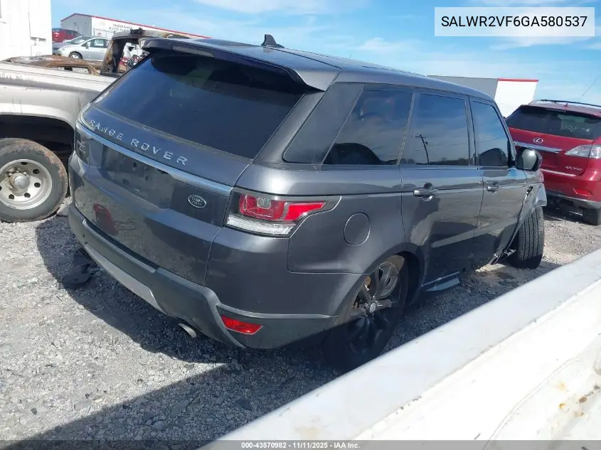 SALWR2VF6GA580537 2016 Land Rover Range Rover Sport 3.0L V6 Supercharged Hse
