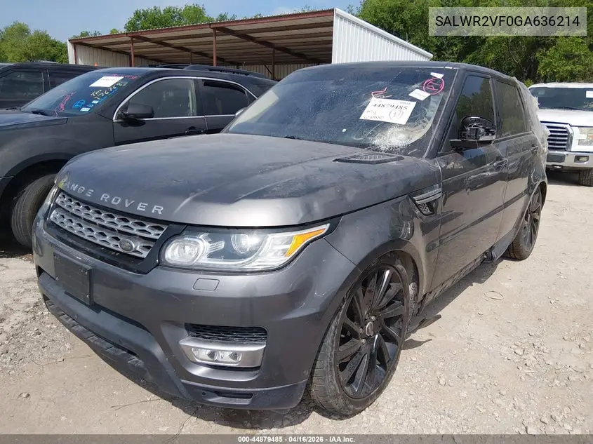 SALWR2VF0GA636214 2016 Land Rover Range Rover Sport 3.0L V6 Supercharged Hse