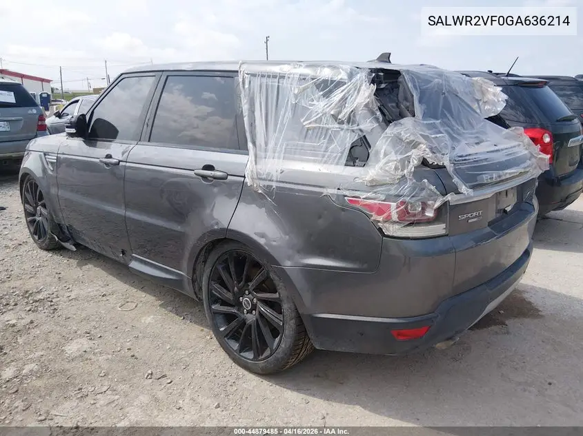 SALWR2VF0GA636214 2016 Land Rover Range Rover Sport 3.0L V6 Supercharged Hse