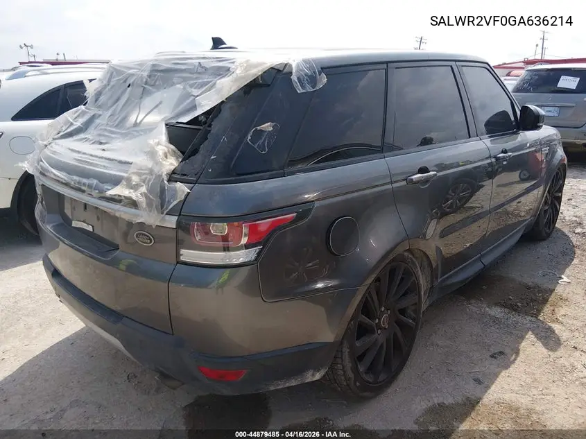 SALWR2VF0GA636214 2016 Land Rover Range Rover Sport 3.0L V6 Supercharged Hse