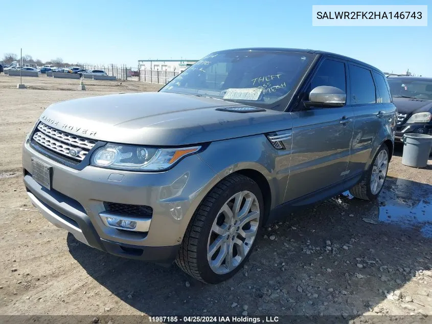 2017 Land Rover Range Rover Sport VIN: SALWR2FK2HA146743 Lot: 11987185