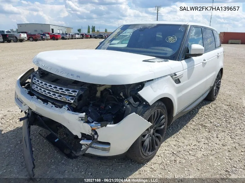 2017 Land Rover Range Rover Sport Hse VIN: SALWR2FK7HA139657 Lot: 12027188