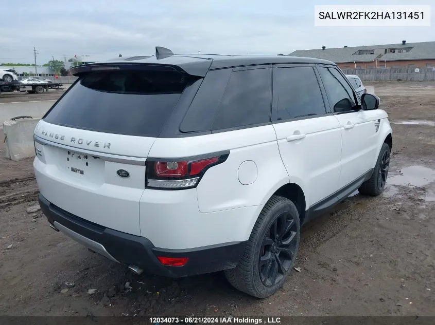 2017 Land Rover Range Rover Sport VIN: SALWR2FK2HA131451 Lot: 12034073