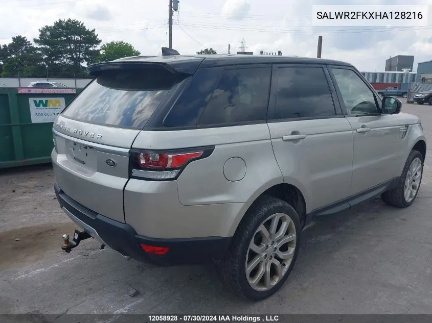 2017 Land Rover Range Rover Sport Hse VIN: SALWR2FKXHA128216 Lot: 12058928