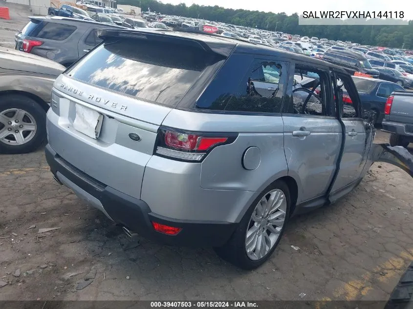 2017 Land Rover Range Rover Sport 3.0L V6 Supercharged Hse VIN: SALWR2FVXHA144118 Lot: 39407503