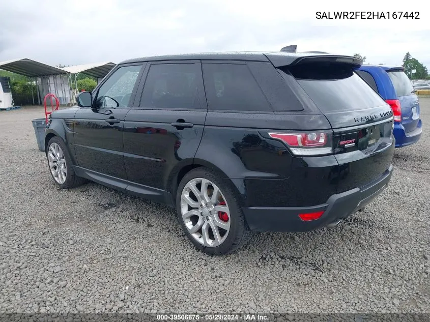 2017 Land Rover Range Rover Sport 5.0L V8 Supercharged/5.0L V8 Supercharged Dynamic VIN: SALWR2FE2HA167442 Lot: 39506675