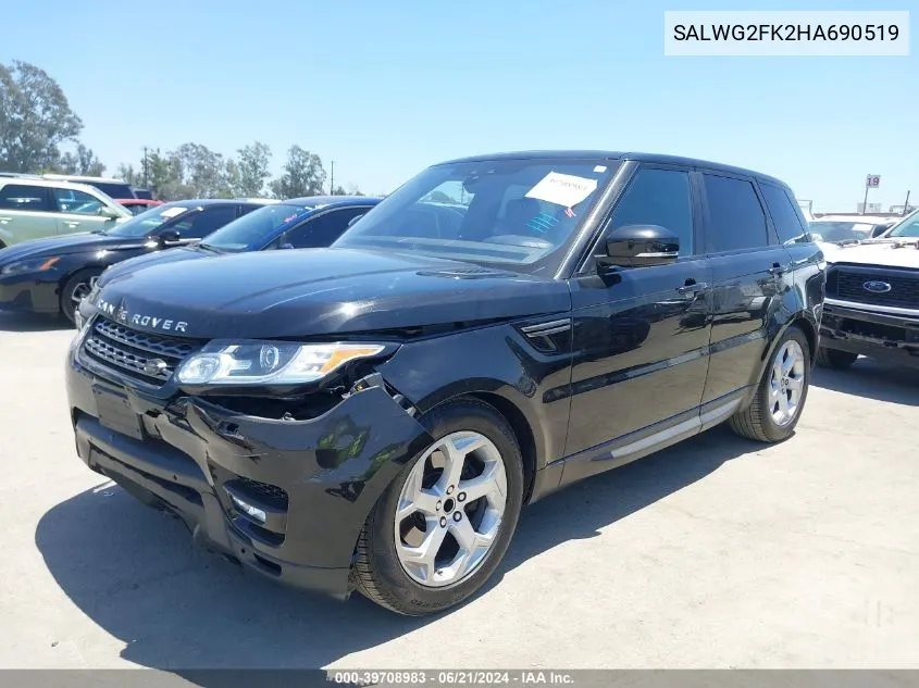 2017 Land Rover Range Rover Sport 3.0L V6 Turbocharged Diesel Se Td6 VIN: SALWG2FK2HA690519 Lot: 39708983