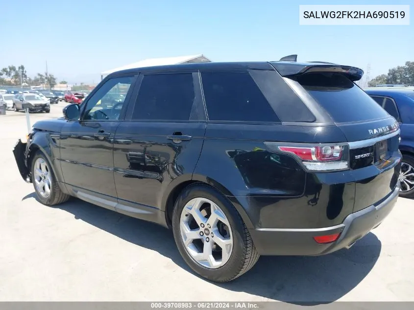 2017 Land Rover Range Rover Sport 3.0L V6 Turbocharged Diesel Se Td6 VIN: SALWG2FK2HA690519 Lot: 39708983