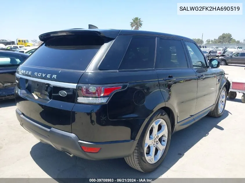 2017 Land Rover Range Rover Sport 3.0L V6 Turbocharged Diesel Se Td6 VIN: SALWG2FK2HA690519 Lot: 39708983