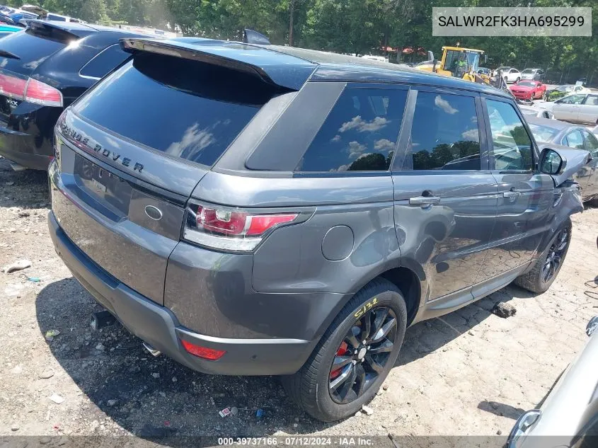 2017 Land Rover Range Rover Sport 3.0L V6 Turbocharged Diesel Hse Td6 VIN: SALWR2FK3HA695299 Lot: 39737166