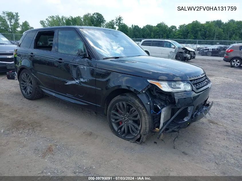 2017 Land Rover Range Rover Sport 3.0L V6 Supercharged Hse Dynamic VIN: SALWV2FV0HA131759 Lot: 39793091