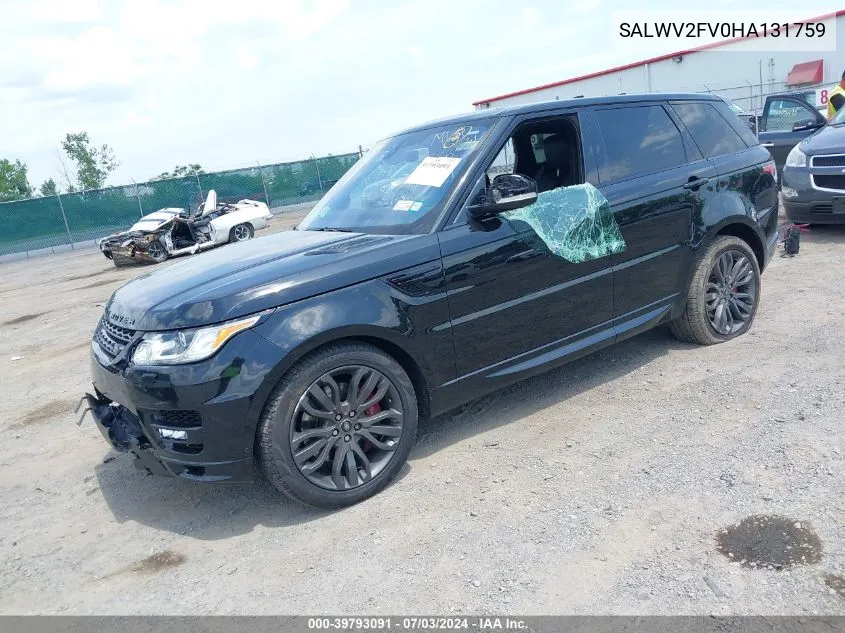 2017 Land Rover Range Rover Sport 3.0L V6 Supercharged Hse Dynamic VIN: SALWV2FV0HA131759 Lot: 39793091