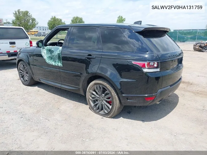 SALWV2FV0HA131759 2017 Land Rover Range Rover Sport 3.0L V6 Supercharged Hse Dynamic