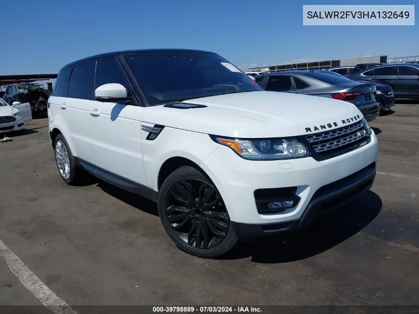 2017 Land Rover Range Rover Sport 3.0L V6 Supercharged Hse VIN: SALWR2FV3HA132649 Lot: 39798889