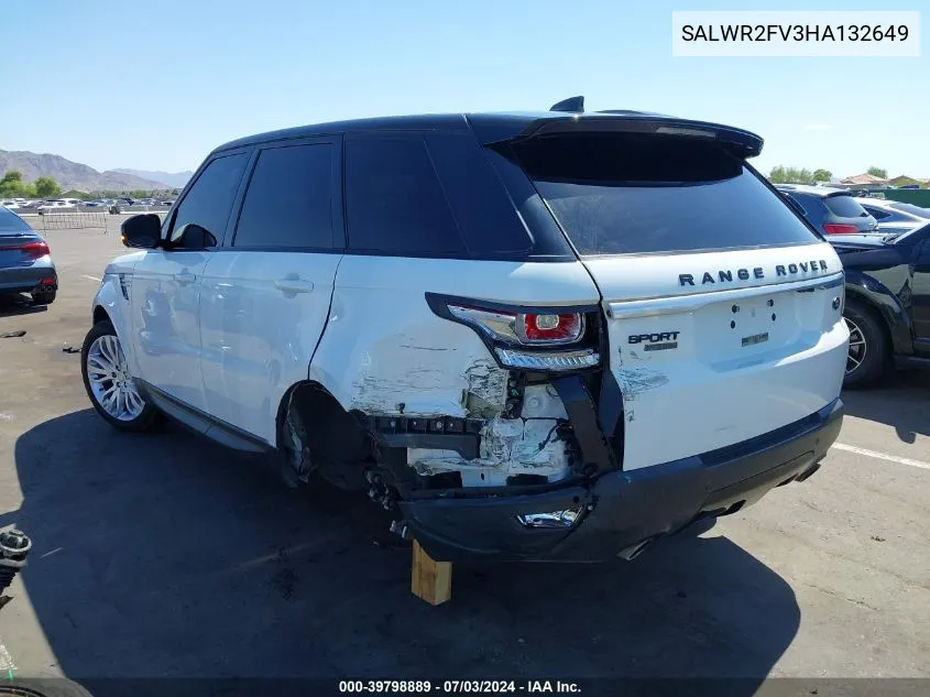 2017 Land Rover Range Rover Sport 3.0L V6 Supercharged Hse VIN: SALWR2FV3HA132649 Lot: 39798889