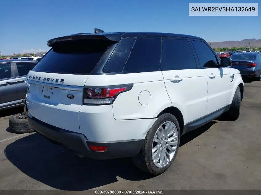 2017 Land Rover Range Rover Sport 3.0L V6 Supercharged Hse VIN: SALWR2FV3HA132649 Lot: 39798889