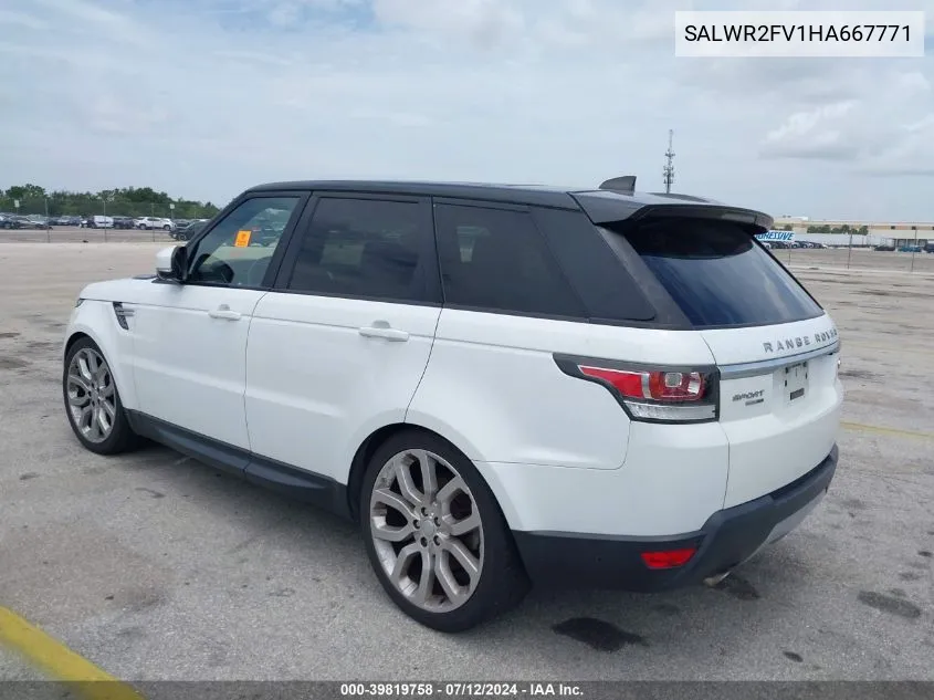 2017 Land Rover Range Rover Sport Hse VIN: SALWR2FV1HA667771 Lot: 39819758