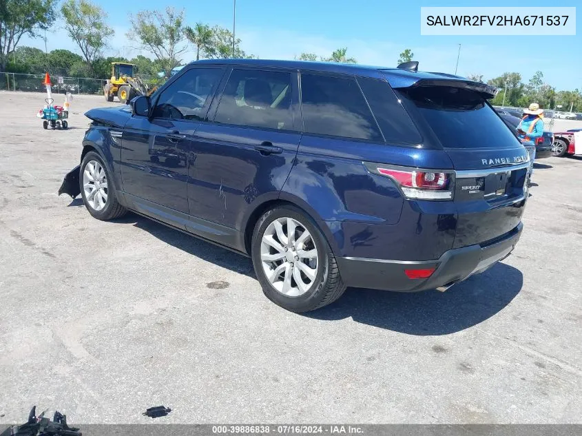 2017 Land Rover Range Rover Sport 3.0L V6 Supercharged Hse VIN: SALWR2FV2HA671537 Lot: 39886838