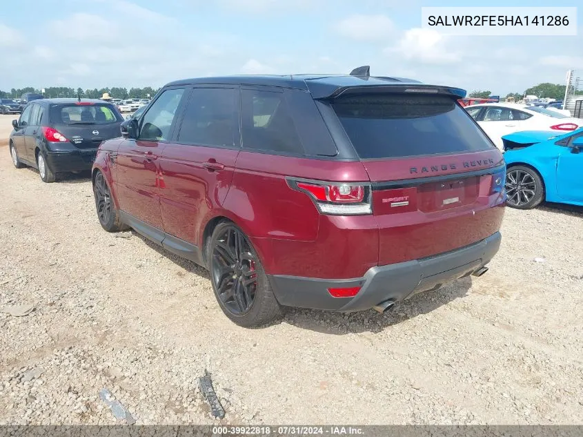 2017 Land Rover Range Rover Sport VIN: SALWR2FE5HA141286 Lot: 39922818