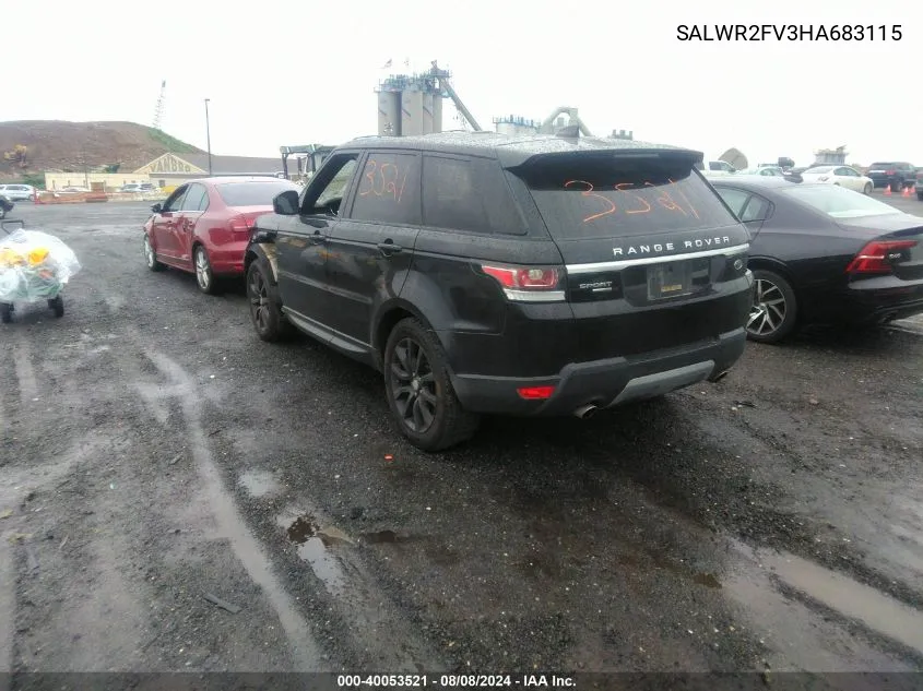 2017 Land Rover Range Rover Sport 3.0L V6 Supercharged Hse VIN: SALWR2FV3HA683115 Lot: 40053521