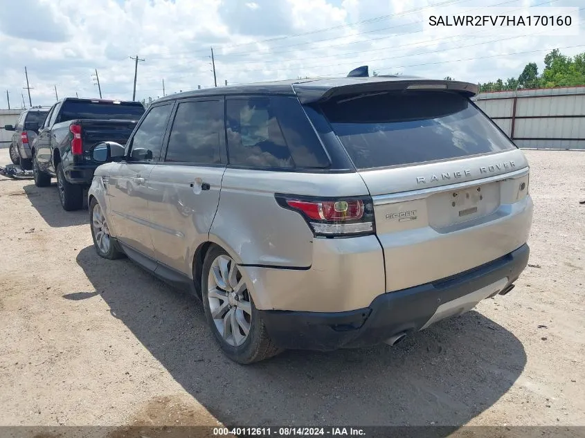 2017 Land Rover Range Rover Sport 3.0L V6 Supercharged Hse VIN: SALWR2FV7HA170160 Lot: 40112611