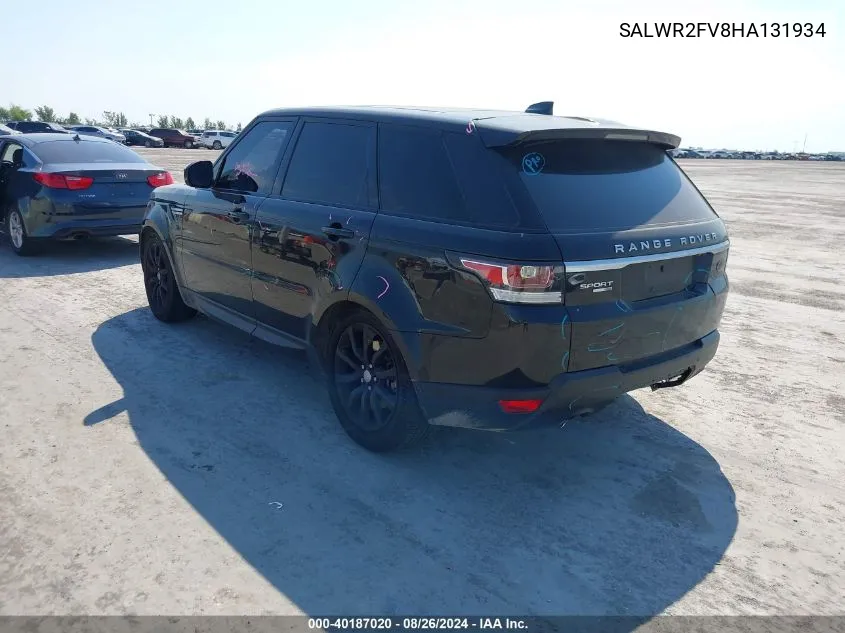 2017 Land Rover Range Rover Sport 3.0L V6 Supercharged Hse VIN: SALWR2FV8HA131934 Lot: 40187020