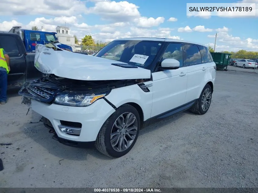 2017 Land Rover Range Rover Sport 3.0L V6 Supercharged Hse VIN: SALWR2FV5HA178189 Lot: 40378538