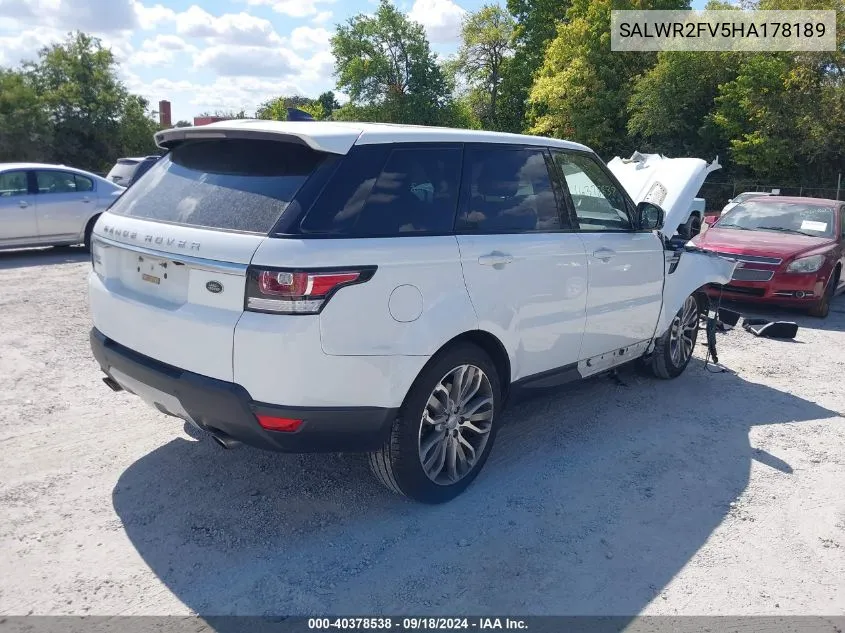 2017 Land Rover Range Rover Sport 3.0L V6 Supercharged Hse VIN: SALWR2FV5HA178189 Lot: 40378538