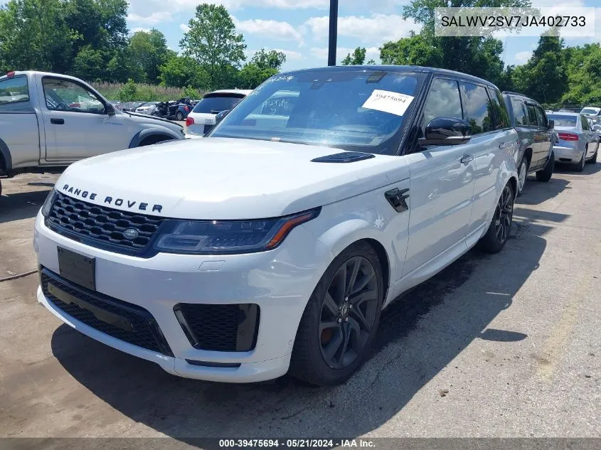 2018 Land Rover Range Rover Sport Hse Dynamic VIN: SALWV2SV7JA402733 Lot: 39475694