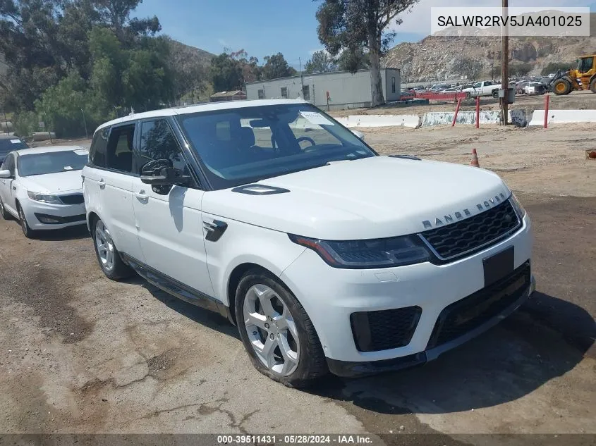 2018 Land Rover Range Rover Sport Hse VIN: SALWR2RV5JA401025 Lot: 39511431