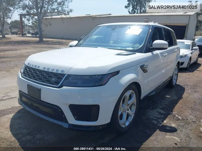 2018 Land Rover Range Rover Sport Hse VIN: SALWR2RV5JA401025 Lot: 39511431