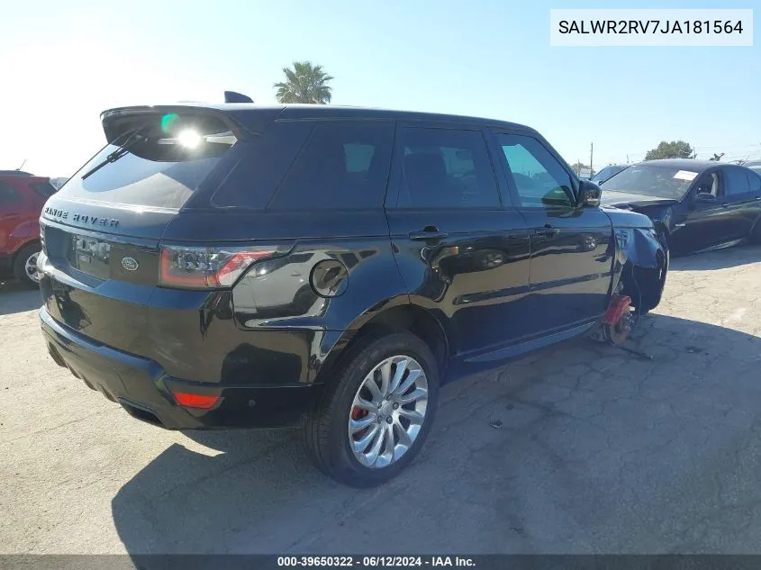 2018 Land Rover Range Rover Sport Hse VIN: SALWR2RV7JA181564 Lot: 39650322