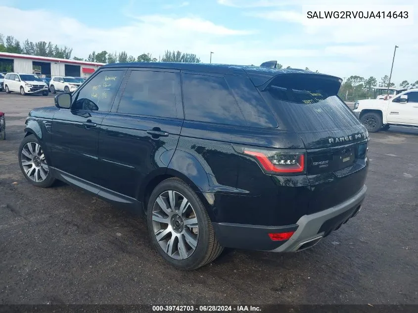 2018 Land Rover Range Rover Sport Se VIN: SALWG2RV0JA414643 Lot: 39742703