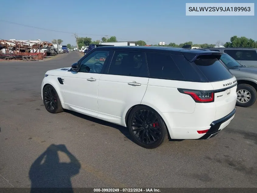 2018 Land Rover Range Rover Sport Hse Dynamic VIN: SALWV2SV9JA189963 Lot: 39920249