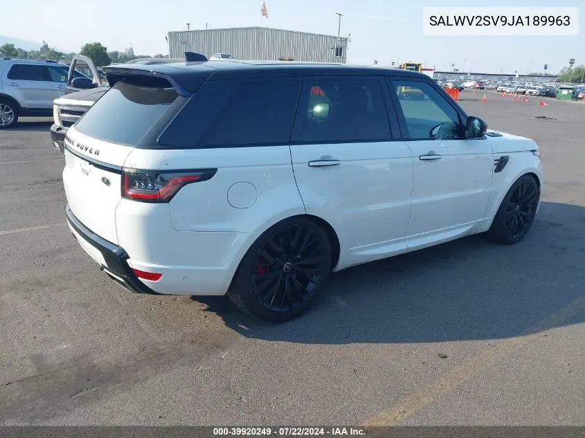 2018 Land Rover Range Rover Sport Hse Dynamic VIN: SALWV2SV9JA189963 Lot: 39920249