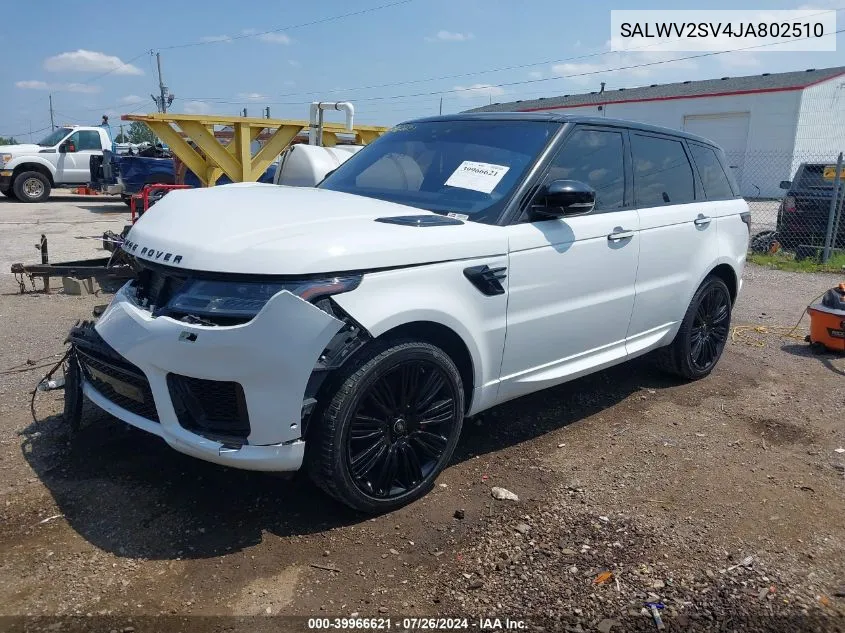 2018 Land Rover Range Rover Sport Hse Dynamic VIN: SALWV2SV4JA802510 Lot: 39966621