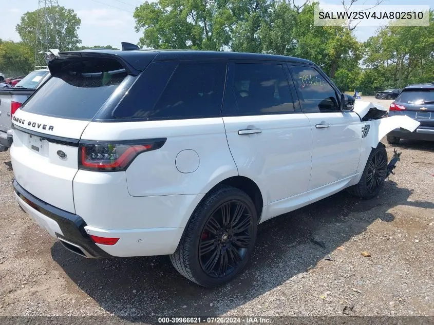 2018 Land Rover Range Rover Sport Hse Dynamic VIN: SALWV2SV4JA802510 Lot: 39966621