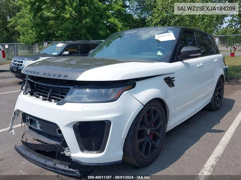 2018 Land Rover Range Rover Sport Svr VIN: SALWZ2SEXJA184209 Lot: 40011357