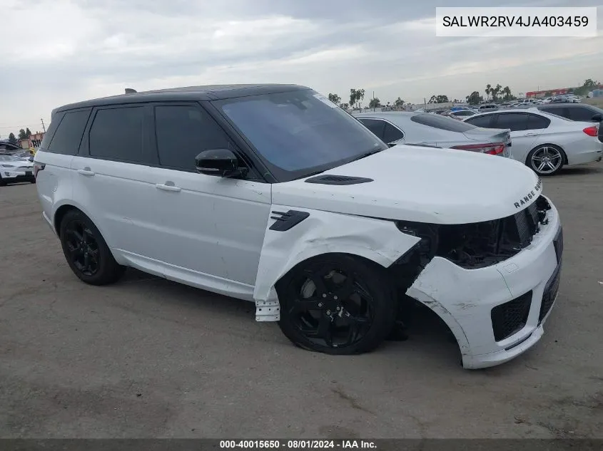 2018 Land Rover Range Rover Sport Hse VIN: SALWR2RV4JA403459 Lot: 40015650