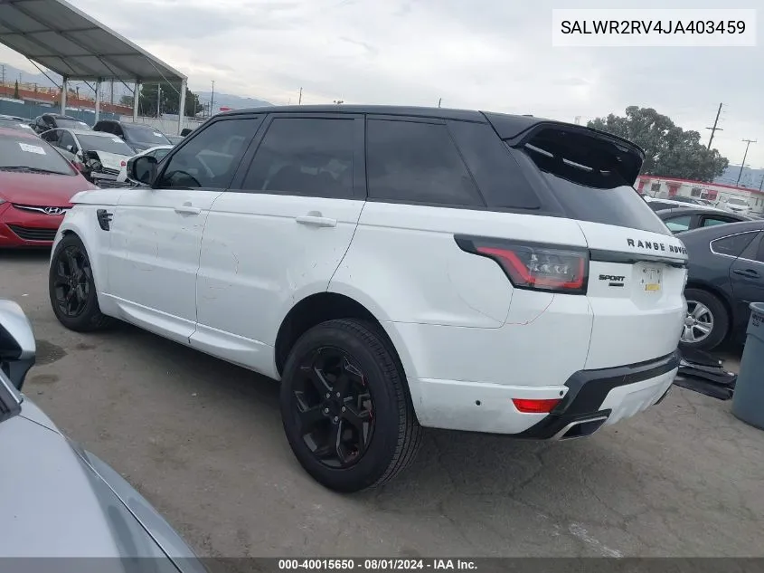 SALWR2RV4JA403459 2018 Land Rover Range Rover Sport Hse