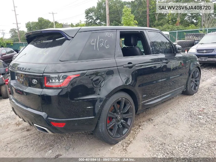 2018 Land Rover Range Rover Sport Hse Dynamic VIN: SALWV2SV6JA408720 Lot: 40189415