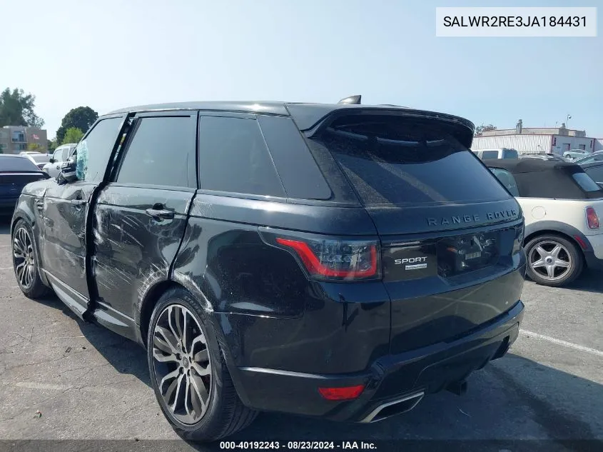 2018 Land Rover Range Rover Sport Supercharged/Supercharged Dynamic VIN: SALWR2RE3JA184431 Lot: 40192243