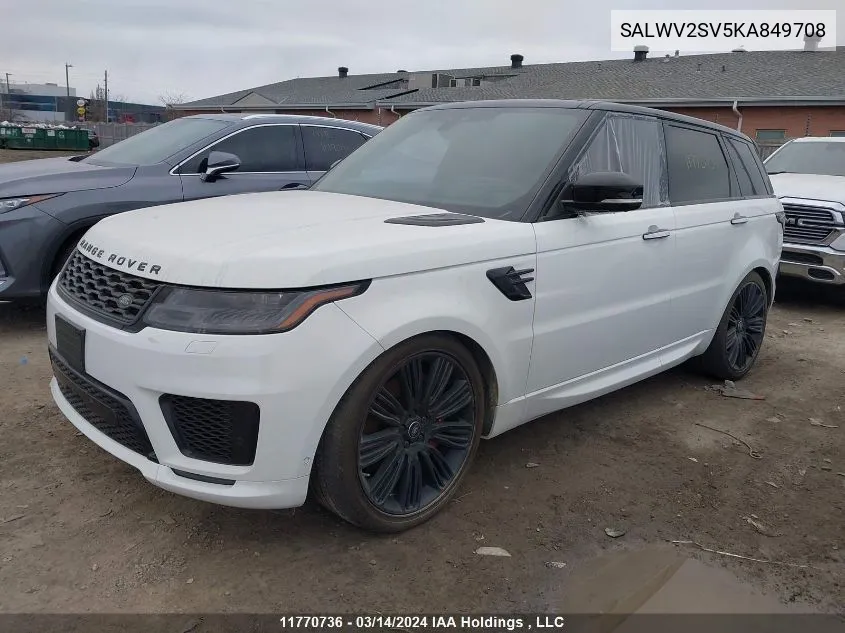 2019 Land Rover Range Rover Sport Hse Dynamic VIN: SALWV2SV5KA849708 Lot: 11770736