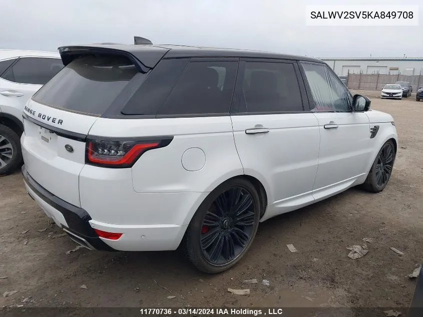 2019 Land Rover Range Rover Sport Hse Dynamic VIN: SALWV2SV5KA849708 Lot: 11770736